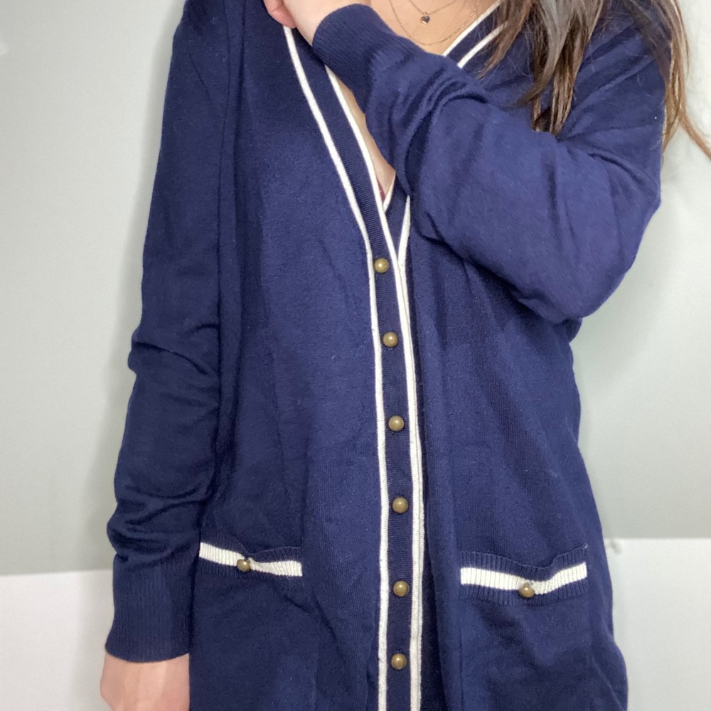 Navy button up cardigan